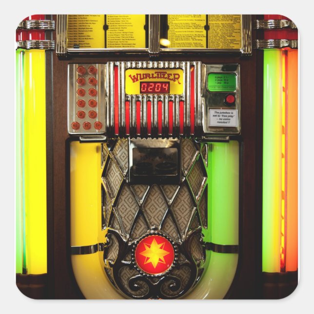 Old Jukebox Quadratischer Aufkleber (Vorderseite)