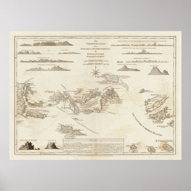 Old Jungfrau Islands Map (1775) St Thomas, St Croi Poster (Vorne)