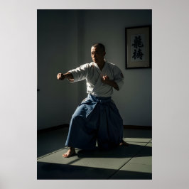 Old Karate Master Performing Kata Poster