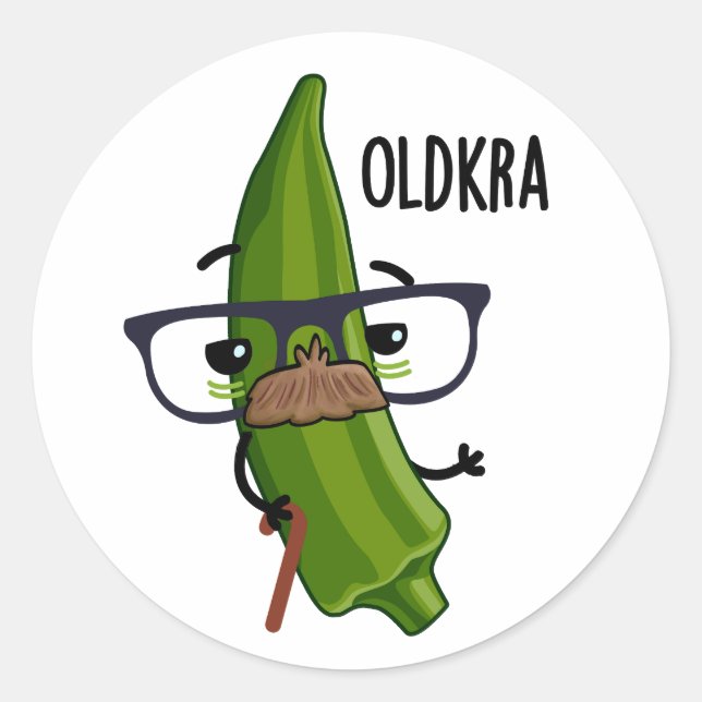 Old-kra Funny Okra Pun Runder Aufkleber (Vorderseite)
