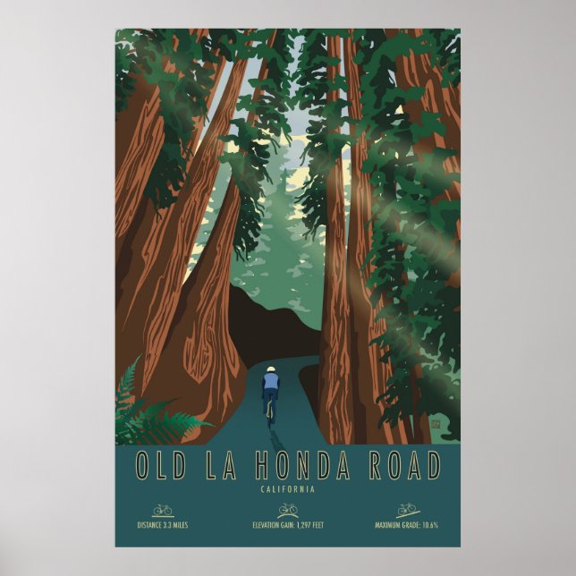 Old La Honda Road Cycling Poster (Vorne)