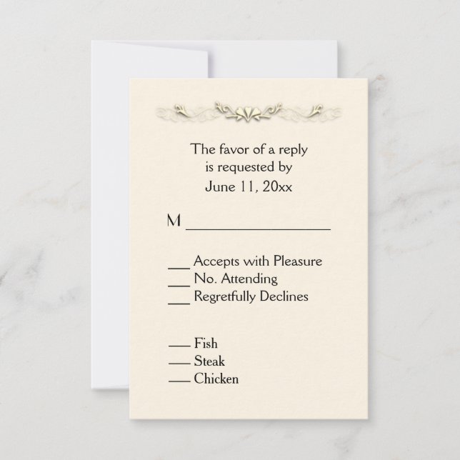 Old Lace UAWG mit Menü RSVP Karte (Vorderseite)