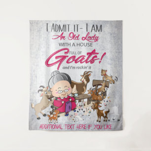 Old Lady House Full of Goats Wandteppich