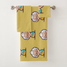 Old Lady mit Chicken Badehandtücher