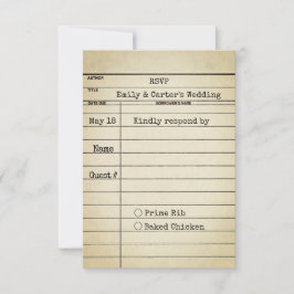 Old Library Card Wedding RSVP Karte