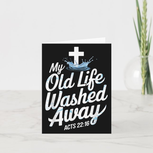 Old Life Washed Water Baptism Bible Verse Christia Karte (Vorderseite)