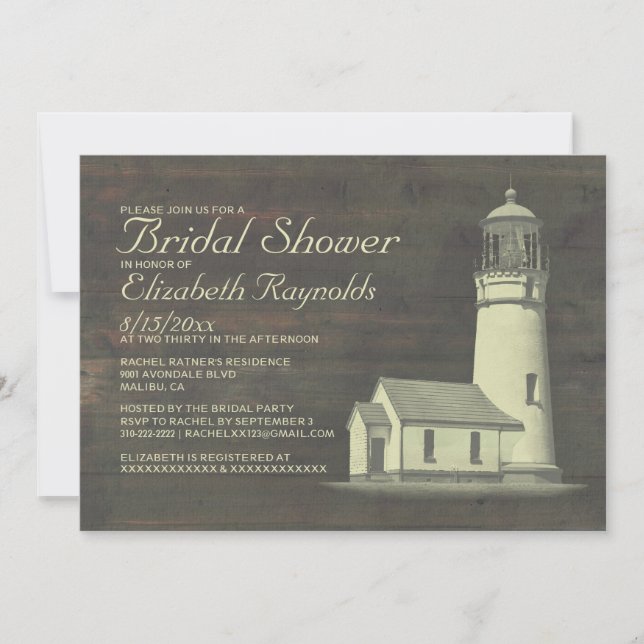 Old Lighthouse Bridal Dusche Einladungen (Vorderseite)