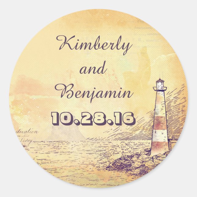 Old Lighthouse Nautical Siegel Runder Aufkleber (Vorderseite)