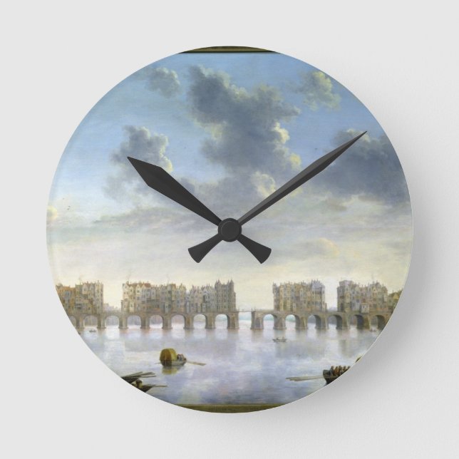 Old London Bridge (oil), c.1630 Runde Wanduhr (Vorderseite)