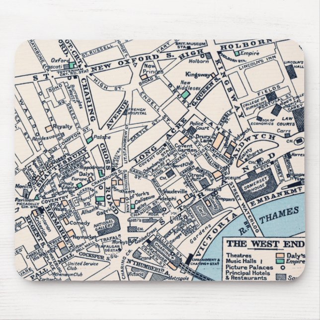 Old London Map of West End Mousepad (Vorne)
