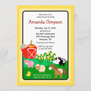 Old MacDonald Barnyard 12x18 Baby Shower Einladung