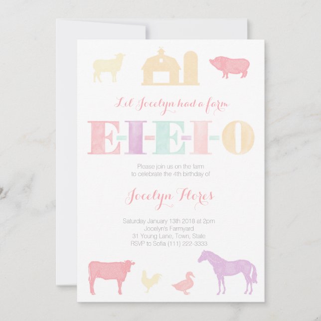 Old MacDonald Birthday Party Einladungen, EIO Einladung (Vorderseite)