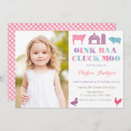 Old MacDonald Farm Animals Party Cards Picture Einladung