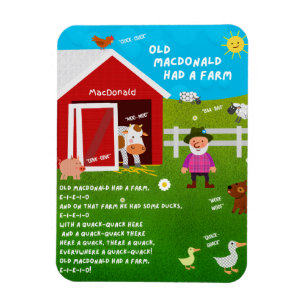 Old MacDonald Had a Farm Kinderreim-Magnet Magnet