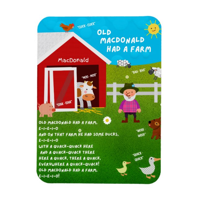 Old MacDonald Had a Farm Nursery Rhyme Magnet (Vertikal)