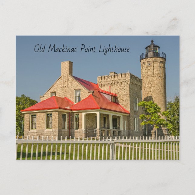 Old Mackinac Point Leuchtturm Postkarte (Vorderseite)