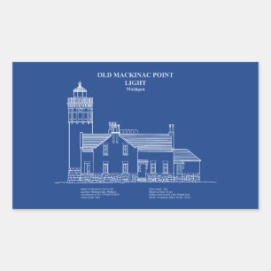 Old Mackinac Point Light - Michigan - AD Rechteckiger Aufkleber
