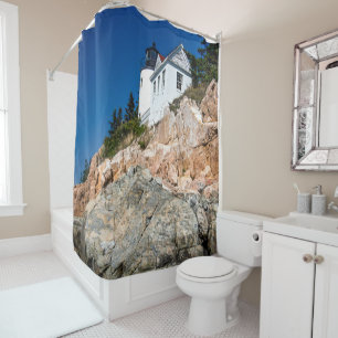 Old Maine Lighthouse // Seashore Rock Duschvorhang