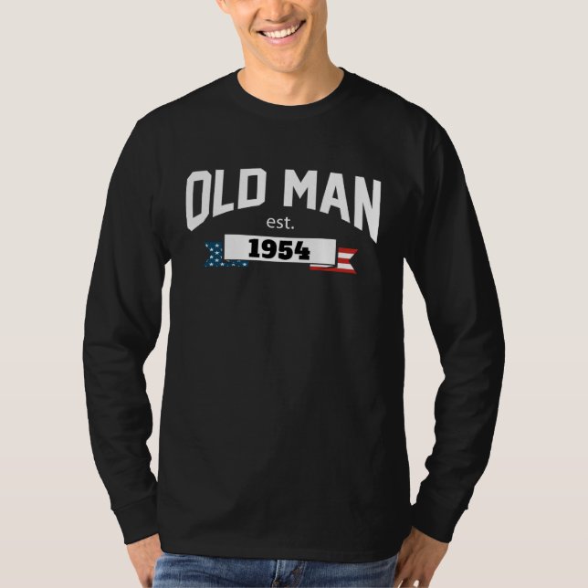 Old Man Est 1954 Patriotic  Fathers Day T-Shirt (Vorderseite)