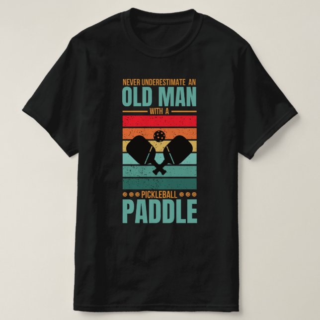 Old Man Pickleball Paddle Retro Design T-Shirt (Design vorne)