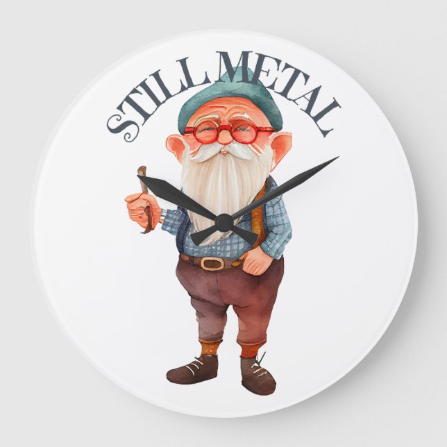 Old Man Still Metal AF Große Wanduhr (Vorderseite)