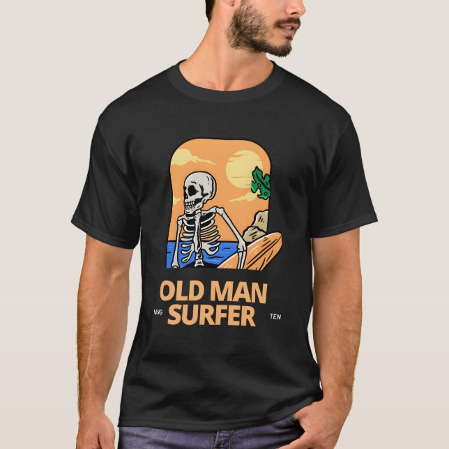 Old Man Surfer Hang 10 T-Shirt (Vorderseite)