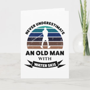 Old Man Water Skis Funny Gift Vater Karte