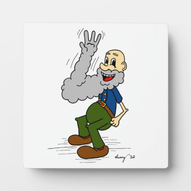 Old Man Waving Beard Plaque Fotoplatte (Vorderseite)
