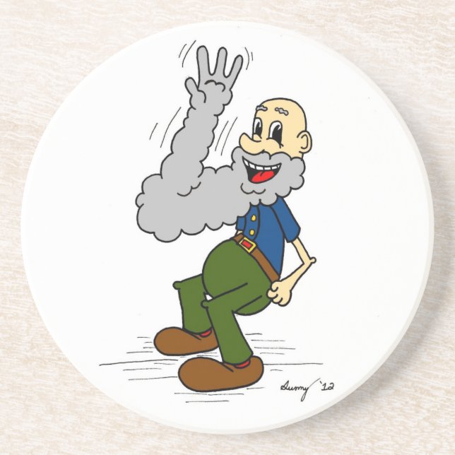 Old Man Waving Beard Untersetzer (Vorne)