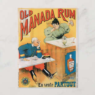 Old Manada Rum Vintag Drinks und Kunst Postkarte