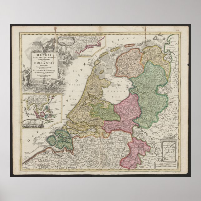 Old Map of Belgium and Netherlands from 1702-1707 Poster (Vorne)