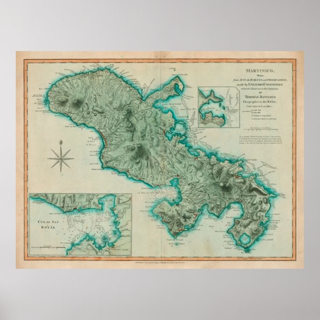 Old Martinique Island Map (1704) Poster (Vorne)