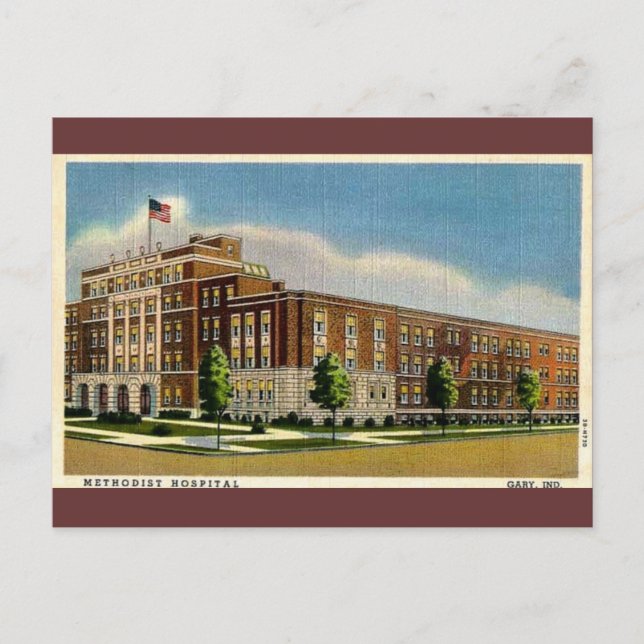 Old Methodist Hospital in Gary, Indiana Postkarte (Vorderseite)