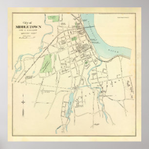 Old Middletown CT Map (1893) Vintag Forest City Poster