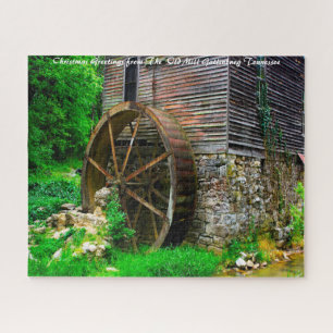 Old Mill Gatlinburg Tennessee. Weihnachtsgrüßen Puzzle