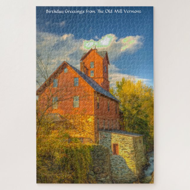 Old Mill in Vermont .Christmas Greetings Jigsaw Pu Puzzle (Vertikal)