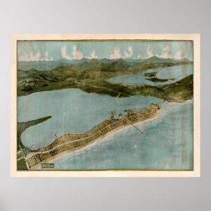 Old Mission Beach CA Map (1915) Vintag San Diego Poster
