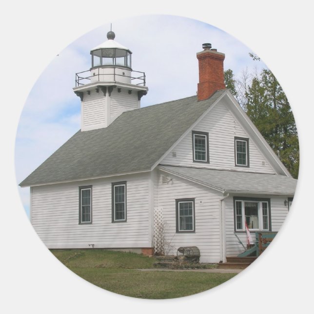 Old Mission Point Light, MI-Aufkleber Runder Aufkleber (Vorderseite)