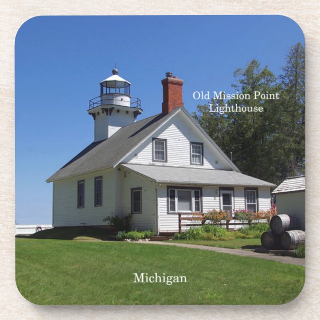 Old Mission Point Lighthouse 6 Kunststoff-Unterset Getränkeuntersetzer (Vorderseite)