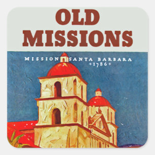 Old Missionen ~ Santa Barbara Quadratischer Aufkleber