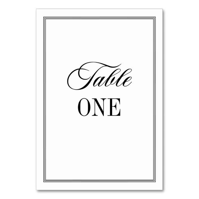 Old Money Black and White Wedding Tischnummer (Vorderseite)