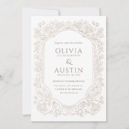 Old Money Botanical Wedding | Heirloom Taupe  Einladung