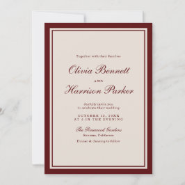 Old Money Burgundy Classic Wedding Invitation Einladung