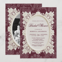 Old Money Burgundy Ivory Doily Lace Bridal Shower
