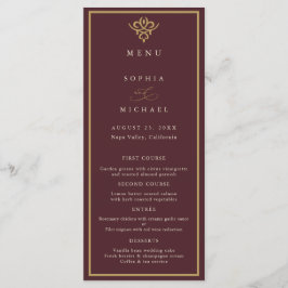 Old Money Burgundy Wedding Flat Menu Menükarte