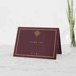 Old Money Burgundy Wedding Folded  Dankeskarte