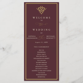 Old Money Burgundy Wedding Program Programm