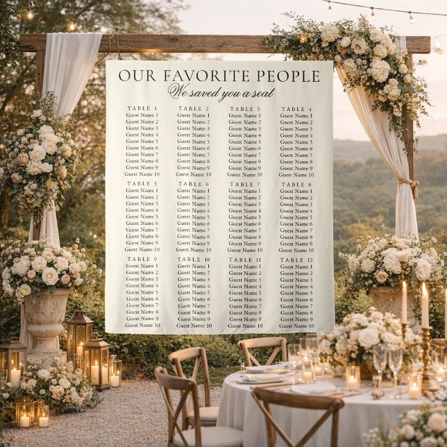 Old Money Chic Fabric Wedding Seating Chart Sign Wandteppich (Von Creator hochgeladen)
