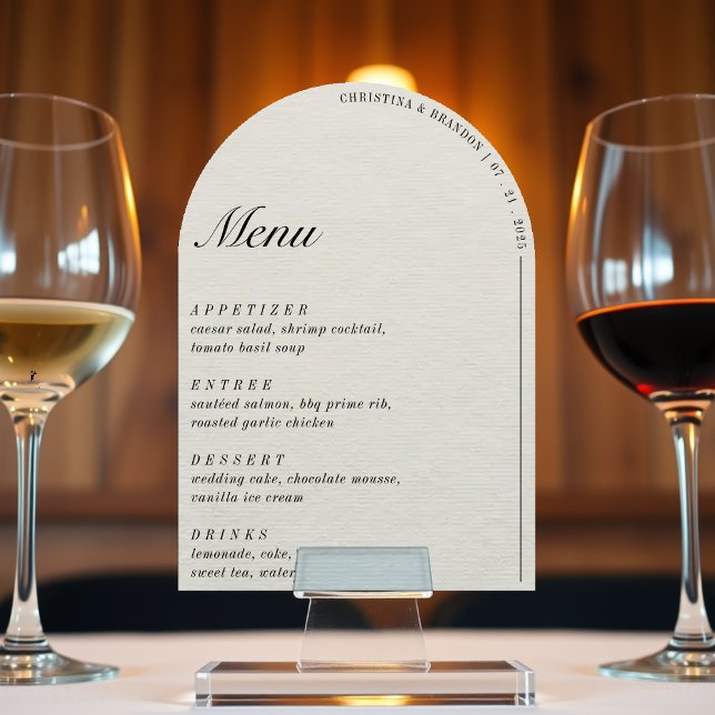 Old Money Minimalistisch Ecru White Arch Wedding M Einladung (Old Money Minimalist Ecru White Arch Wedding Menu Invitation
)