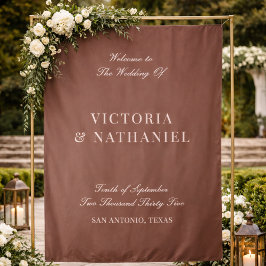 Old Money Mocha Brown Fabric Wedding Welcome Sign Wandteppich